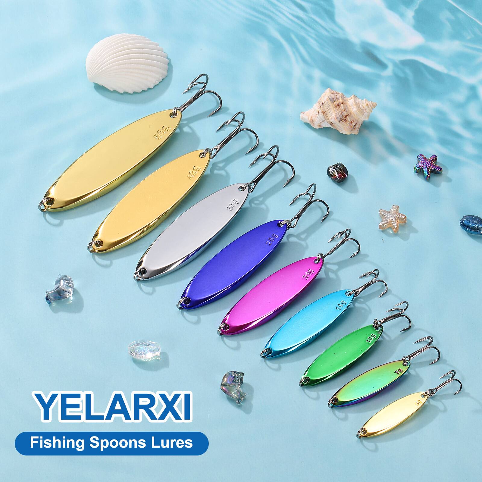 1 42C 3 28 S 14g YELARXI Fishing Spoons Lures 18 5 7g