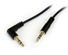 Front. Startech - 1 ft Slim 3.5mm to Right Angle Stereo Audio Cable - M/M.
