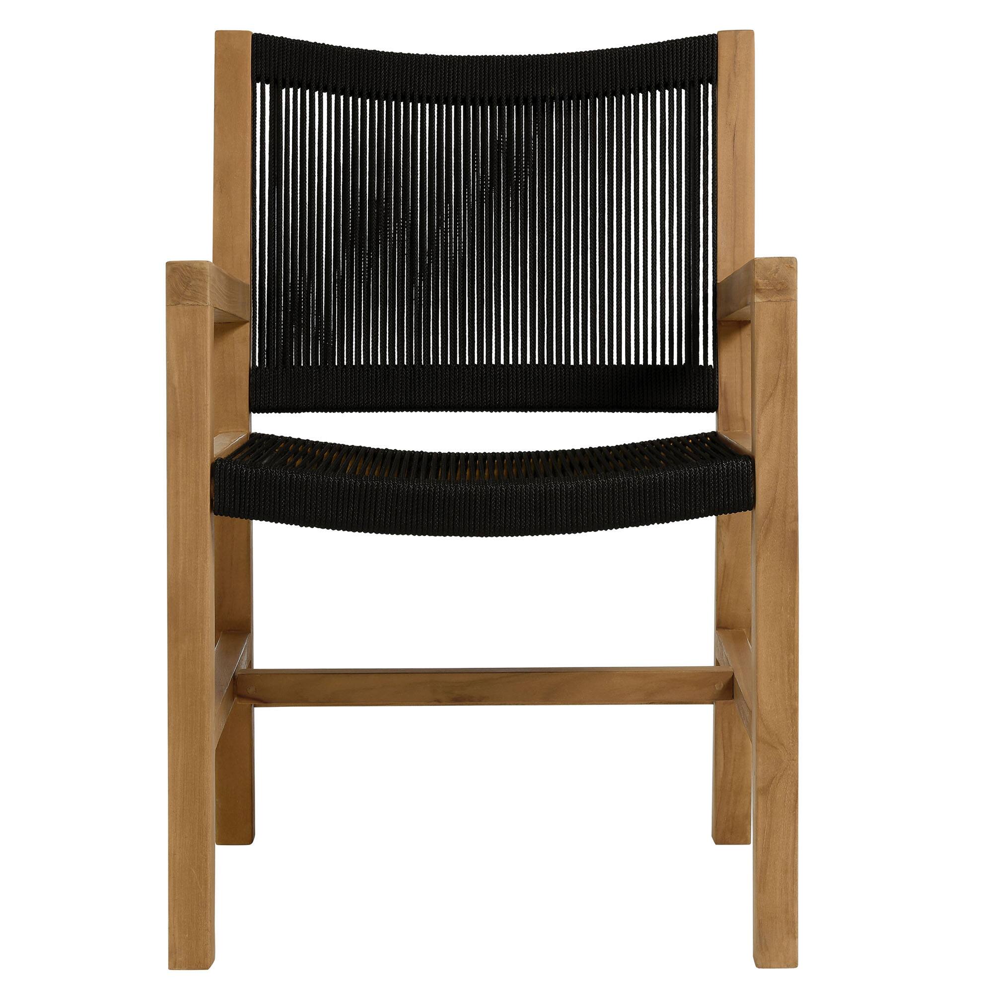 Alt View 7. Modway - Vienna 3-Piece Outdoor Patio Teak and Rope Armchairs with Folding Side Table by Modway - Natural Black.