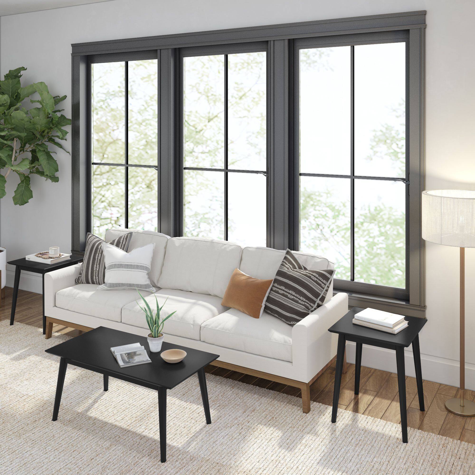 Alt View 5. Plank+Beam - Mid-Century Modern Square Side Table (20in x 20in / 510mm x 510mm), Black - Black.