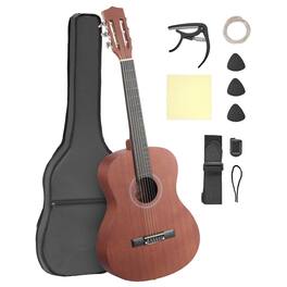 Glintex - 36" Classical Guitar, Wood Construction, Nylon Strings, Starter Kit w/ Gig Bag, Strap, Tuner, Capo, Picks for Beginners - Natural