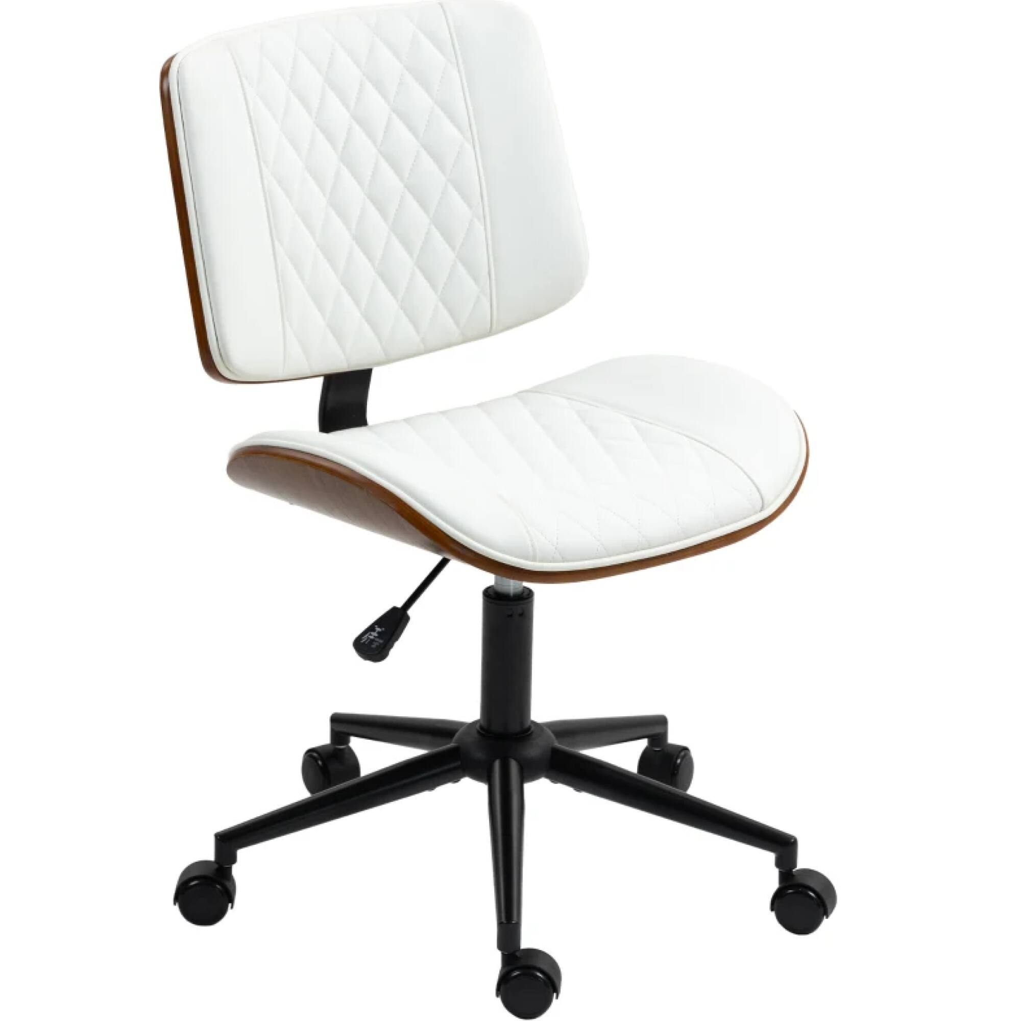 Angle. GOODSILO - Armless Swivel Office Chair with Adjustable Height and Smooth Rolling Wheels for Home and Desk Use - White.