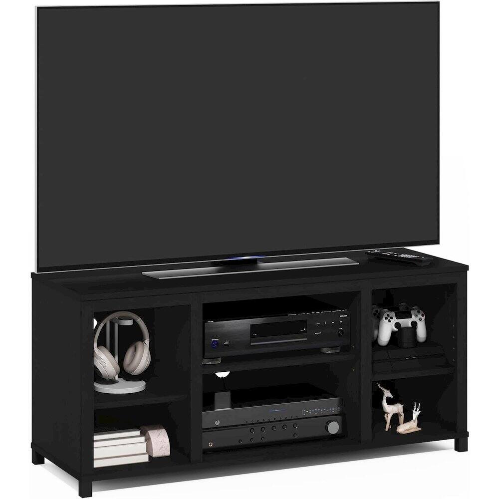 Alt View 2. FurniFact - Black 55 Inch TV Stand with Open Shelves and Dual Storage Cabinet Doors - Black.