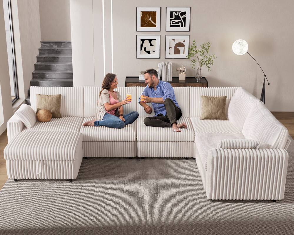 Alt View 4. Dyonery - 161.5" Extra Large Modular Sectional Sofa , Modern Oversized L Shaped Sectional Couch , Tool-Free Assembly - Beige.