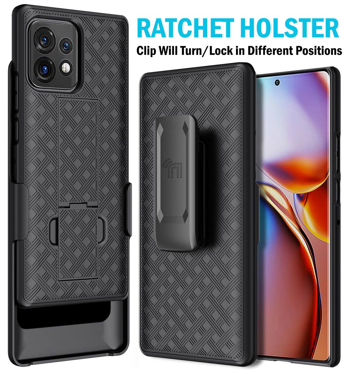 RATCHET HOLSTER  
Clip Will Turn/Lock in Different Positions