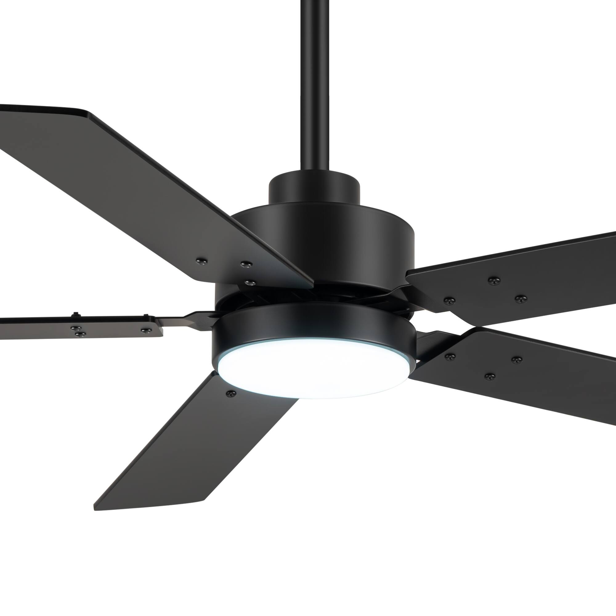Alt View 9. Breezary - 48-Inch Ceiling Fan with LED Light, Reversible 5 Plywood Blades, DC Motor 30W, Includes 5 & 10-Inch Downrods, Remote - Black(with light).