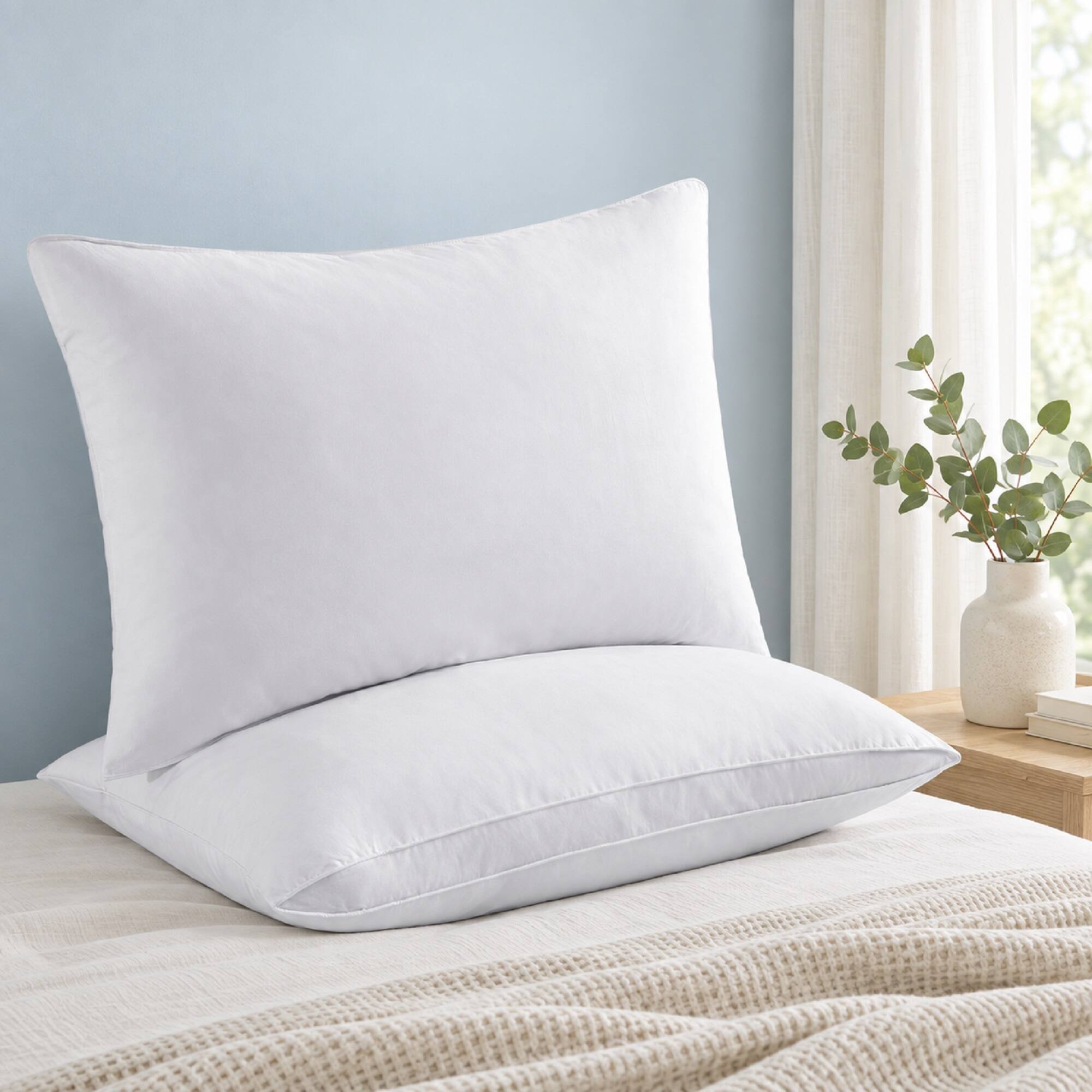 Angle. Peace Nest - Peace Nest Gusseted Goose Down Feather Pillows Set of 2 - White.