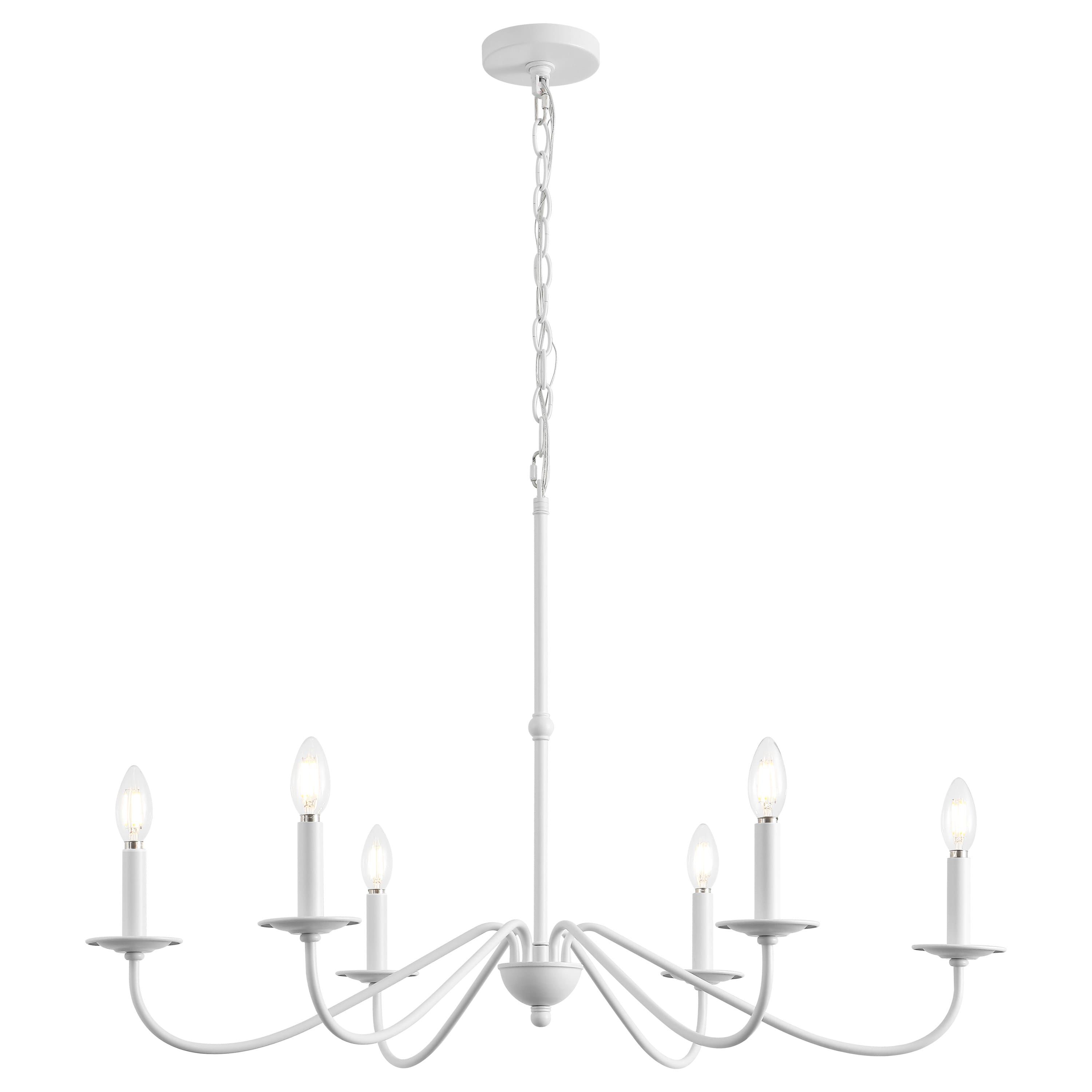 "Jonathan Y - Wicklow 34.75"" 6-Light Bohemian Farmhouse Iron LED Chandelier - White" price history on PriceWatchPro