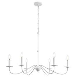 Jonathan Y - Wicklow 34.75" 6-Light Bohemian Farmhouse Iron LED Chandelier - White