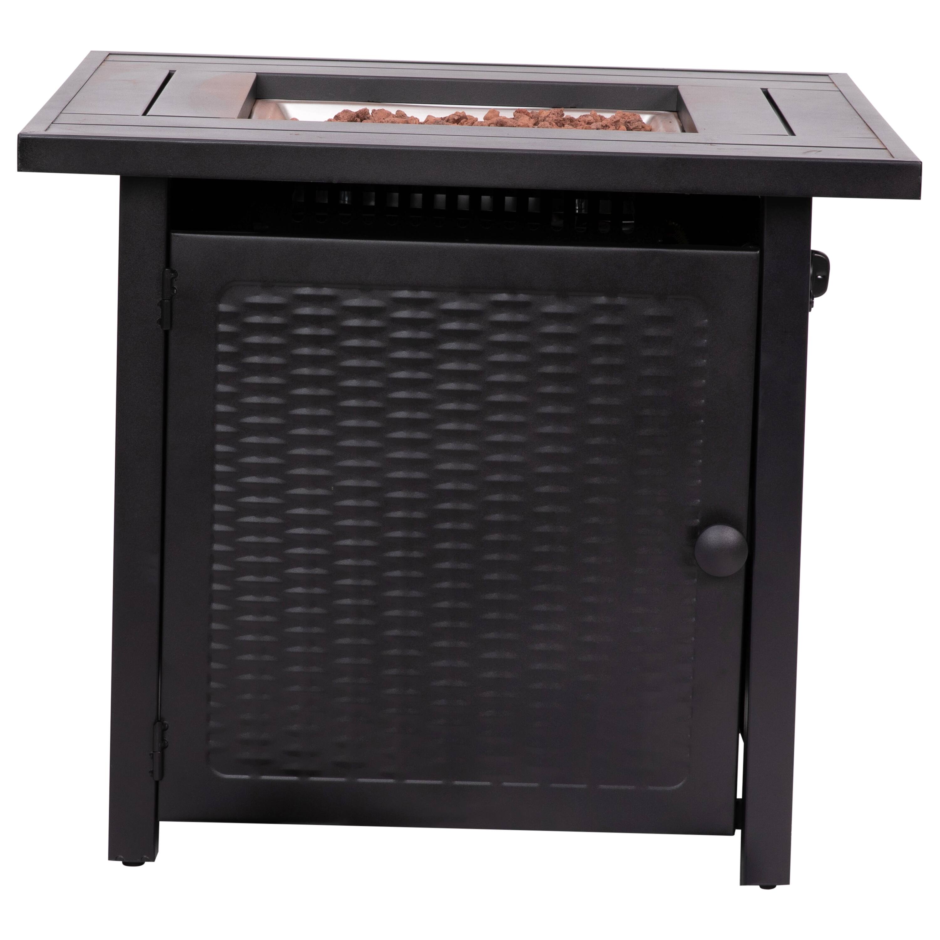 Alt View 8. Emma + Oliver - Propane Fire Table with Included Lava Rocks and Hideaway Tank Holder - Black.