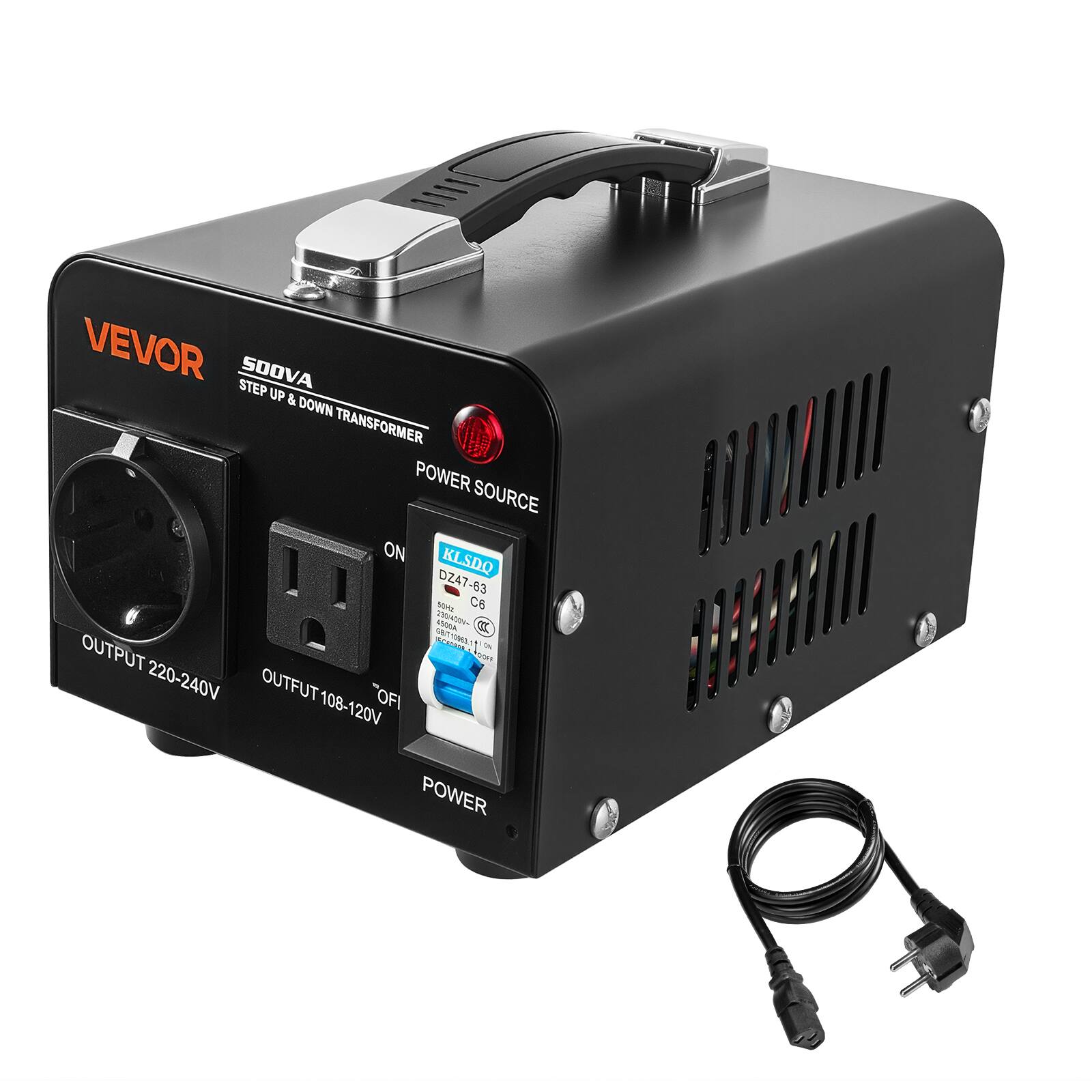 VEVOR SODVA STEP UP & DOWN TRANSFORMER POWER SOURCE ON KLSDQ DZ47-63 5011 C6 230/4004- 4500A COC OUTPUT SCASPIA 3 220-240V OUTPUT 108-120V "OFI POWER