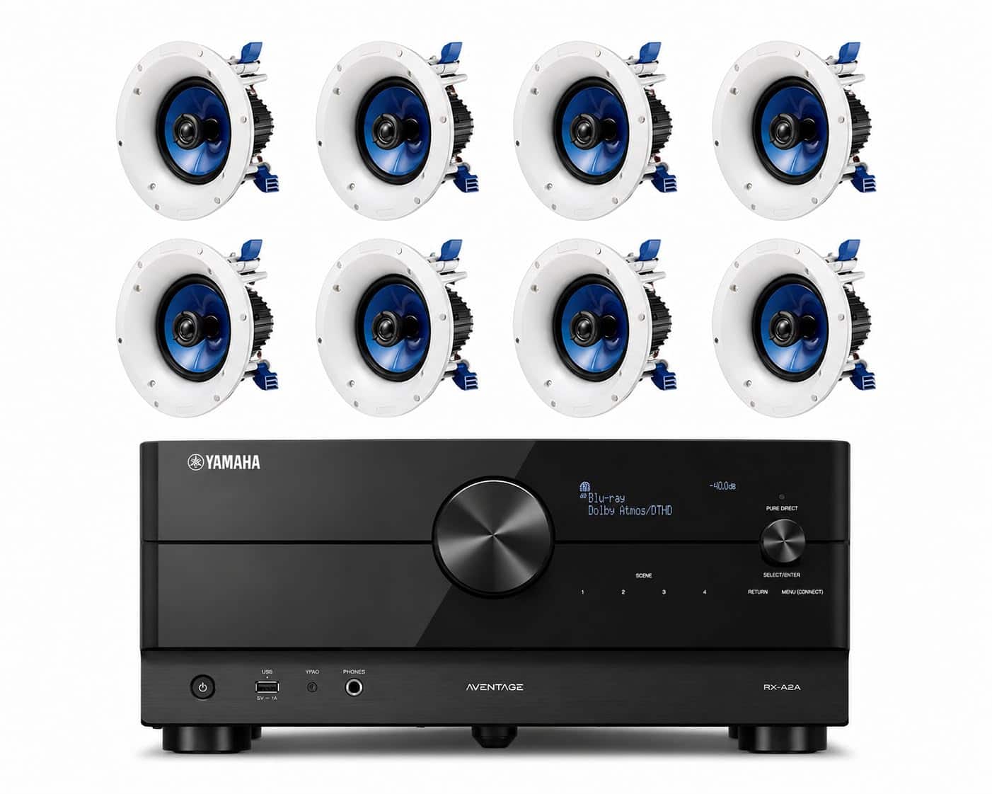 Yamaha - RX-A2A 7.2-Channel 8K AV Receiver Speaker Bundle - Black
