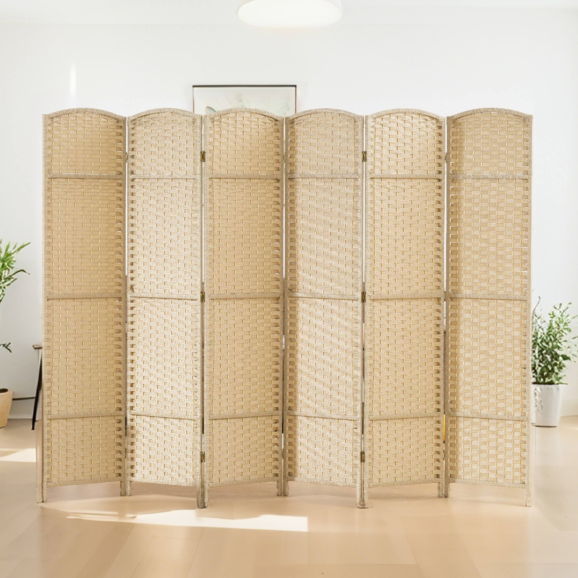 Alt View 7. Homcom - Room Divider Screen 6 Panel 5.6' Tall Privacy Screen Freestanding Room Partition for Home Office - Beige.