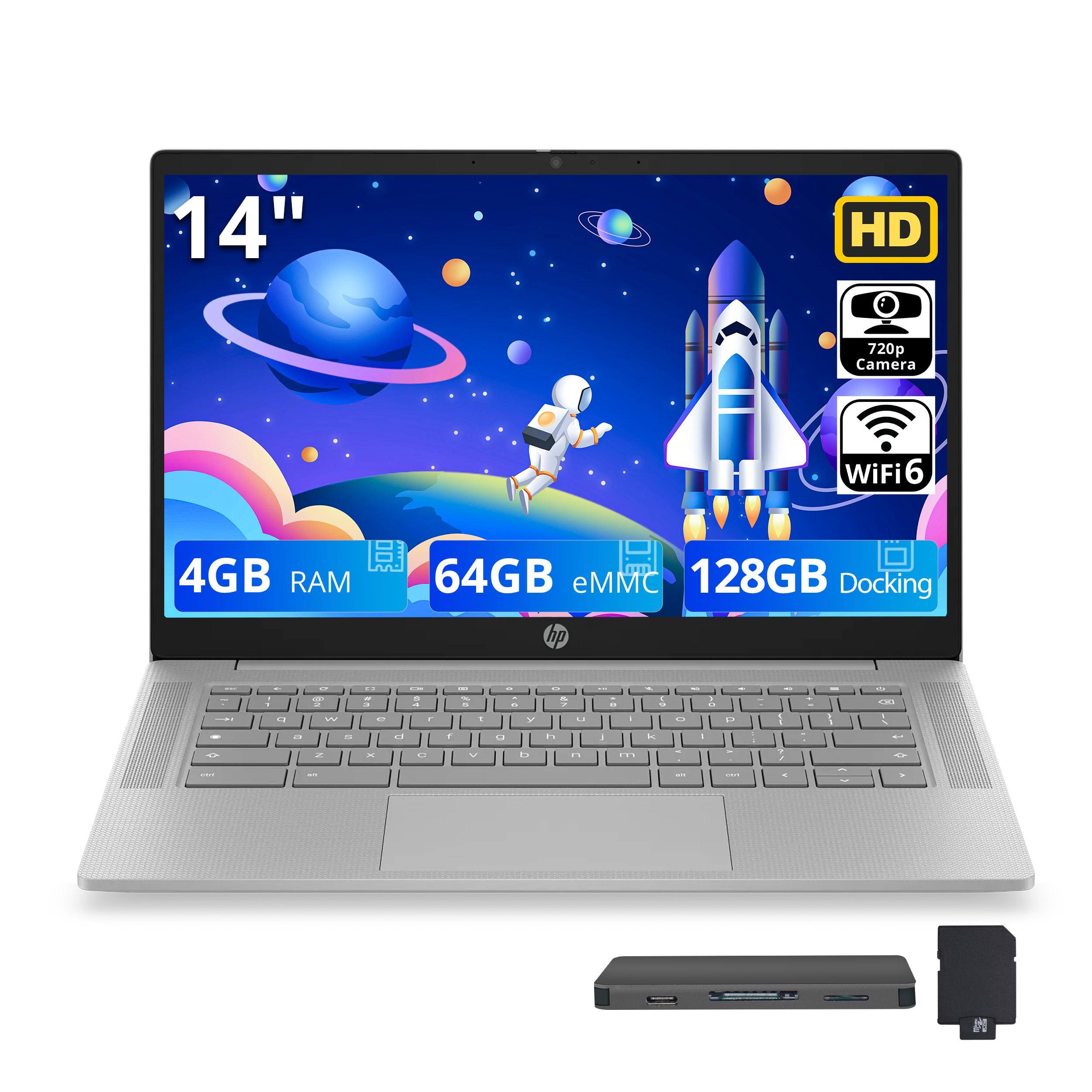 14"  
HD  
720p Camera  
WiFi6  
4GB RAM  
64GB eMMC 128GB Docking  
hp