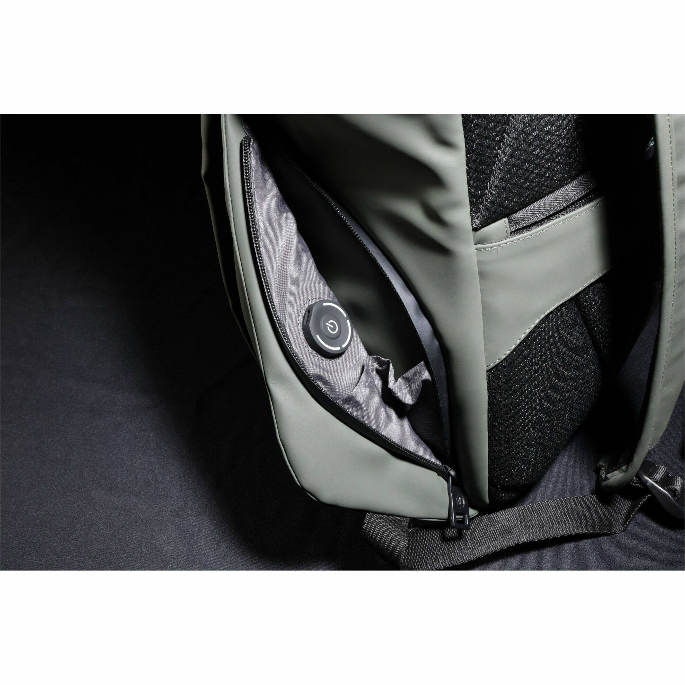 Alt View 34. Swissdigital Design - LAMONE L LED TSA-Friendly Water-Resistant Backpack With USB Charging Port  RFID Protection and Fits Up to 16″ Laptop - Dark Green.