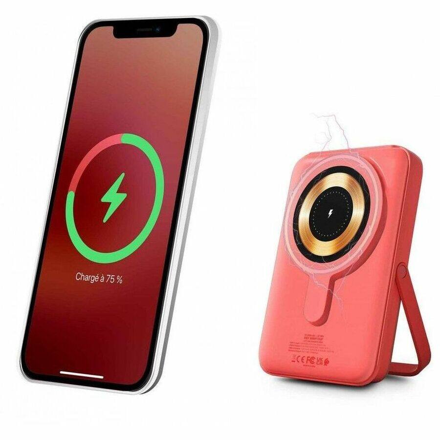 Alt View 1. Urban Factory - Urban Factory Magnee Power: 10 000 mAh Magnetic Power Bank - For Smartphone - 10000 mAh - 4.50 A, 3 A, 1.67 A, 2.22 A, 2 - pink.