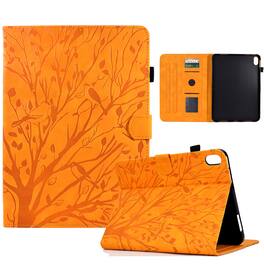 Dteck - Flip Leather Case for Apple iPad (A16) 11" 2025/iPad 10th 10.9" (2022) Tree Pattern Card Slots Auto Wake/Sleep Cover - Khaki