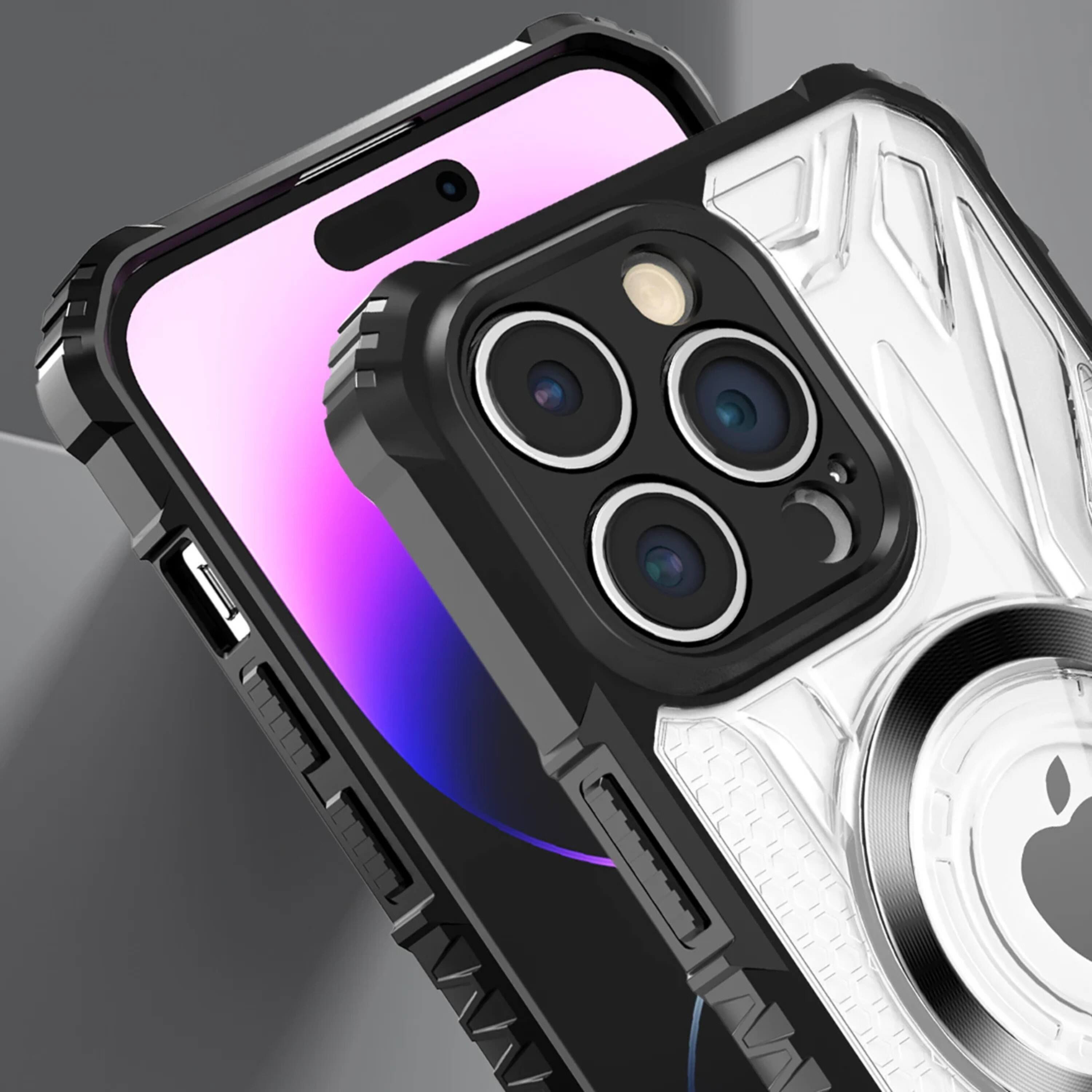 Angle. Kitcheniva - Magnetic Circle Shock Absorbent Phone Case With Tempered Glass For iPhone 11 6.1 Inch Black - Black.