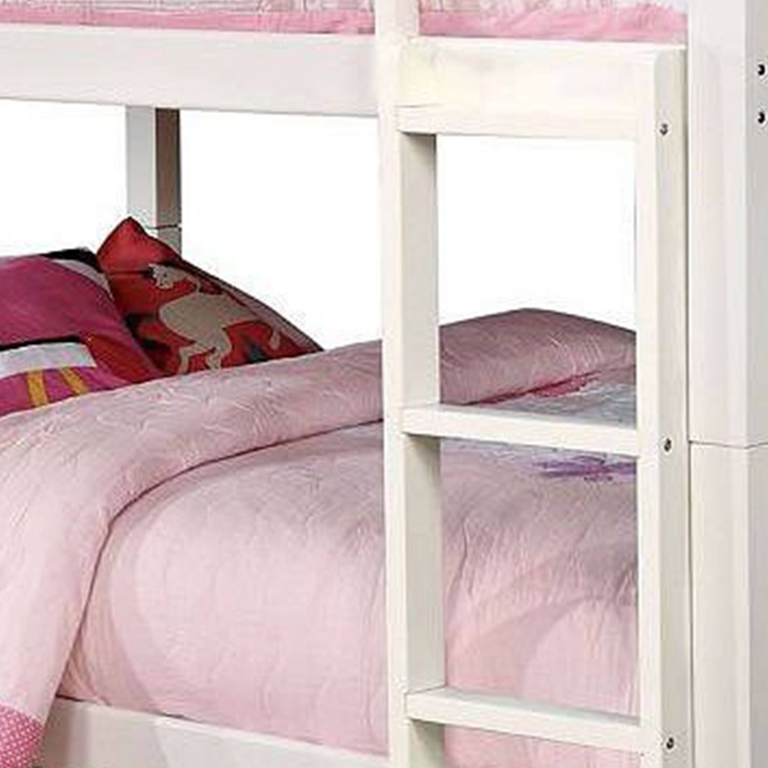 Angle. Manhattan Lane - Nedy Full over Full Bunk Bed with Attached Ladder - White.