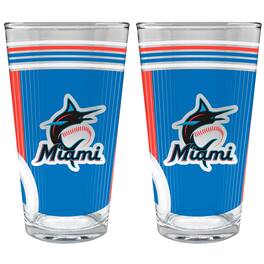 Great American Products - Miami Marlins Two-Piece 16oz. Pint Glass Set - Multicolor