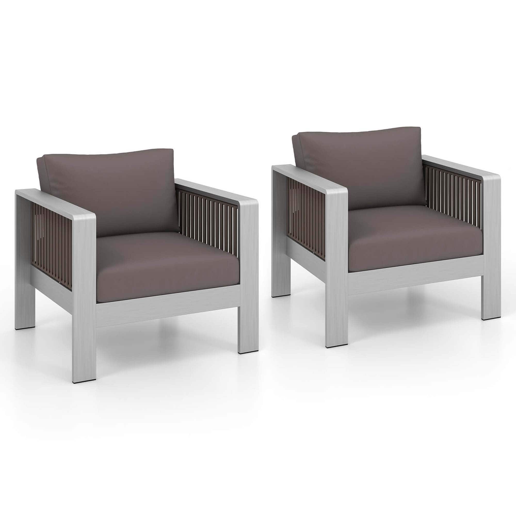 Costway - 2 PCS Aluminum Single Sofa Outdoor Furniture Set with Thick Back & Seat Cushions - Gray price history on PriceWatchPro