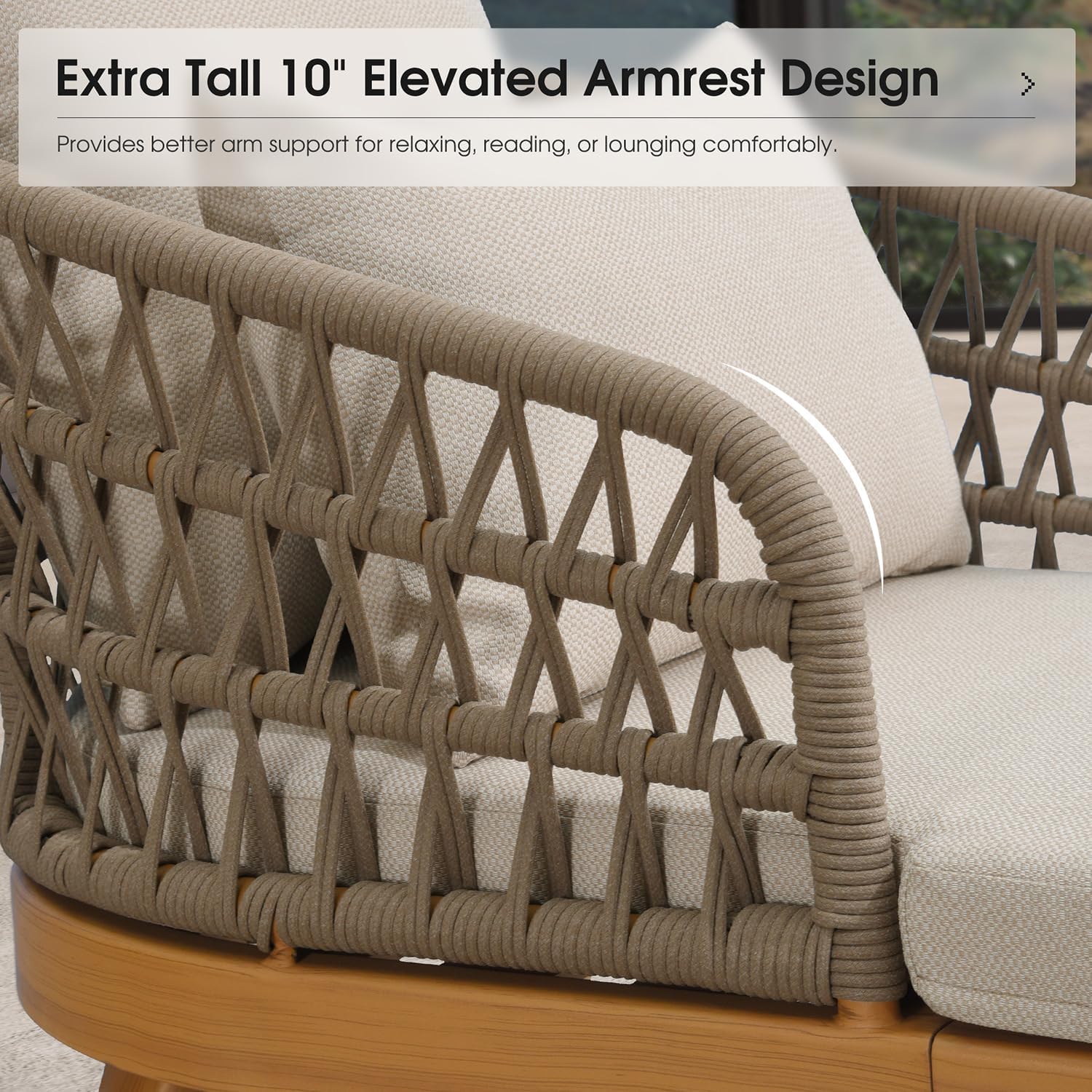 Extra Tall 10" Elevated Armrest Design  
Provides better arm support for relaxing, reading, or lounging comfortably.