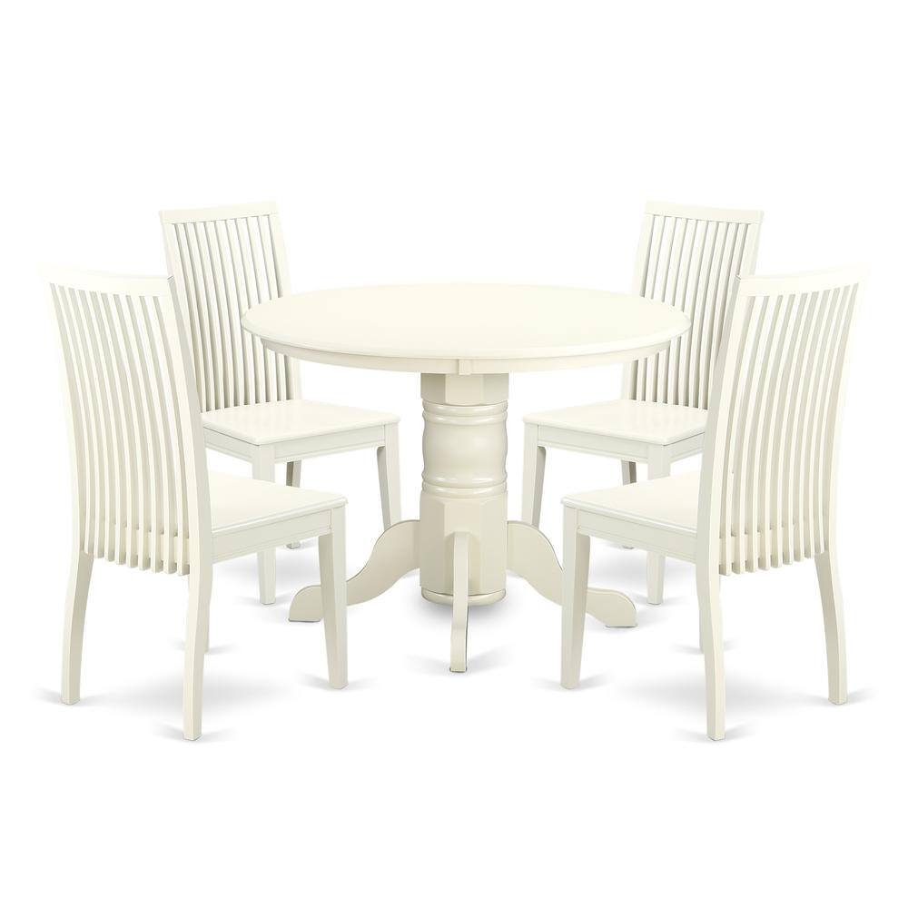 Back. East West Furniture - Dining Room Set Linen White - Brown.