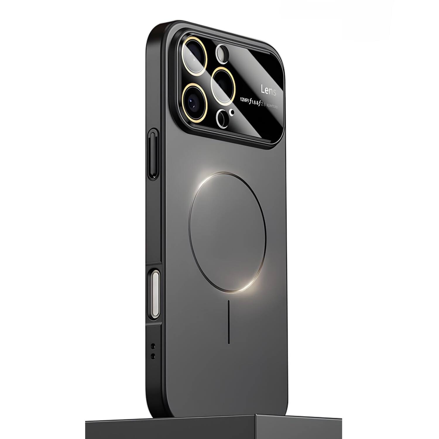 Left. Stock Preferred - Shockproof MagSafe Case Full Camera Lens Protection for iPhone 16 Pro Max Black - Black.