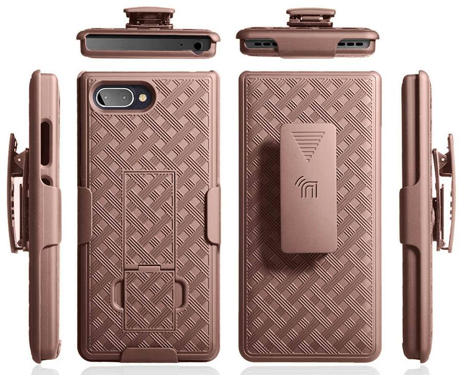 Alt View 8. Nakedcellphone - Case with Stand and Belt Clip Holster for BlackBerry Key2 LE - Rose Gold.