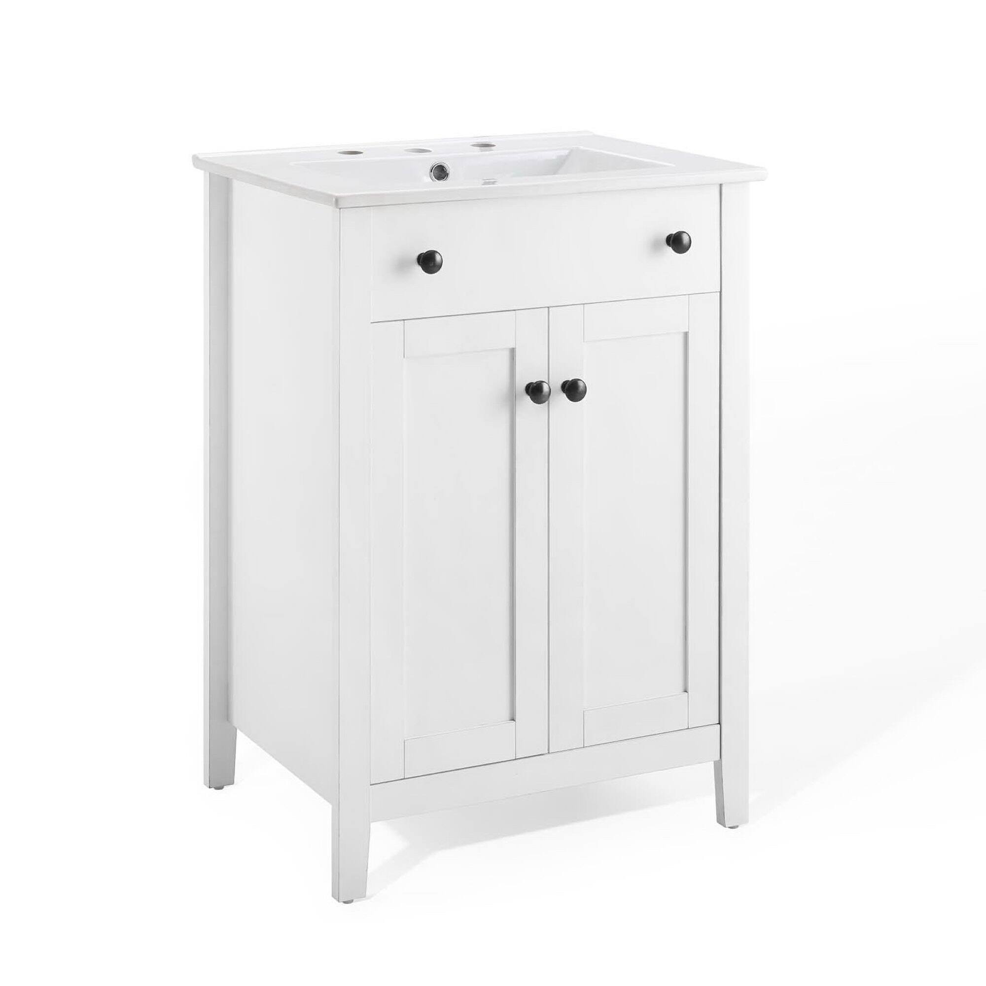 Angle. Modway - Nantucket Bathroom Vanity Basin Included - White White.