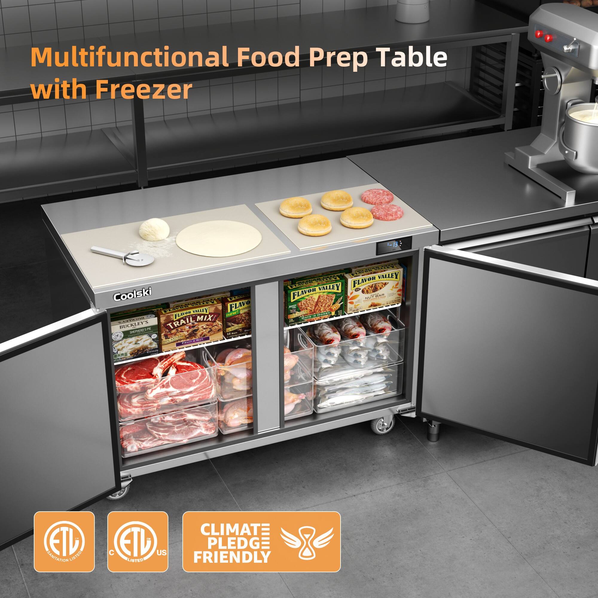 Multifunctional Food Prep Table with Freezer

Coolski

FLAVOR VALLEY

BUCKLEY'S TRAIL MIX

CLIMATE PLEDGE FRIENDLY