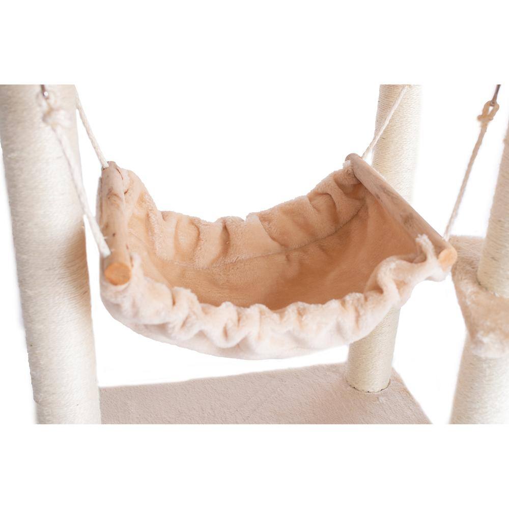 Alt View 5. Armarkat - 57Inch Real Wood Cat Tree In Beige With Perches Running Ramp.