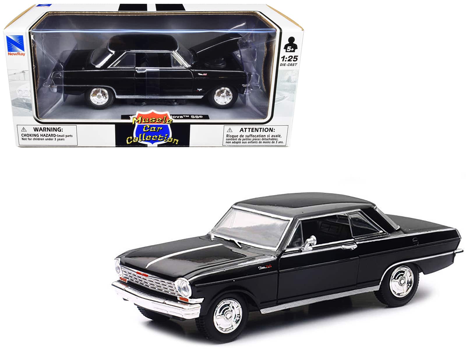 "1964 Chevrolet Nova SS Black ""Muscle Car Collection"" 1/25 Diecast Model Car by New Ray" price history on PriceWatchPro