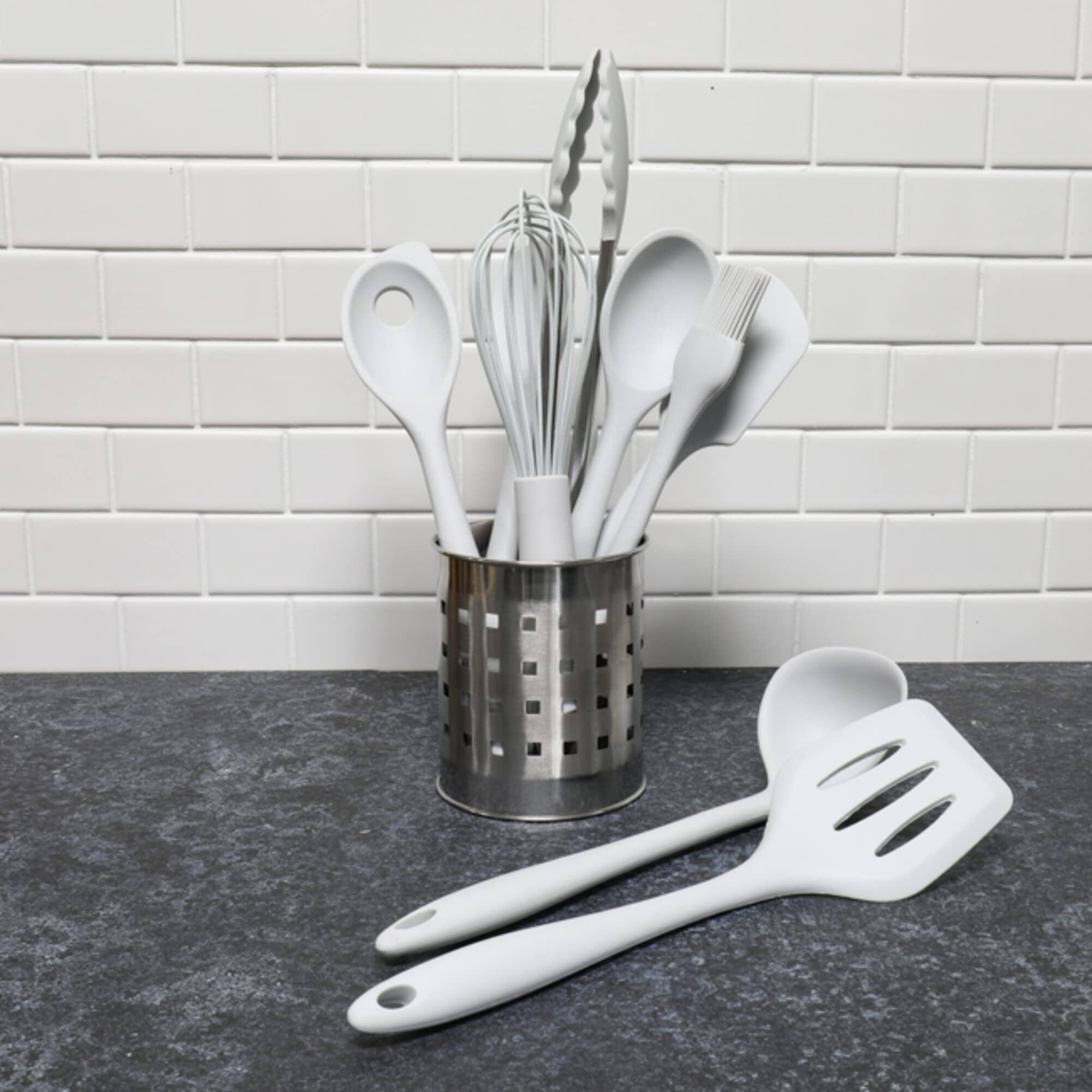 Left. Chef Craft - 9 Piece Premium Silicone Kitchen Tool and Utensil Set - Gray - Gray.