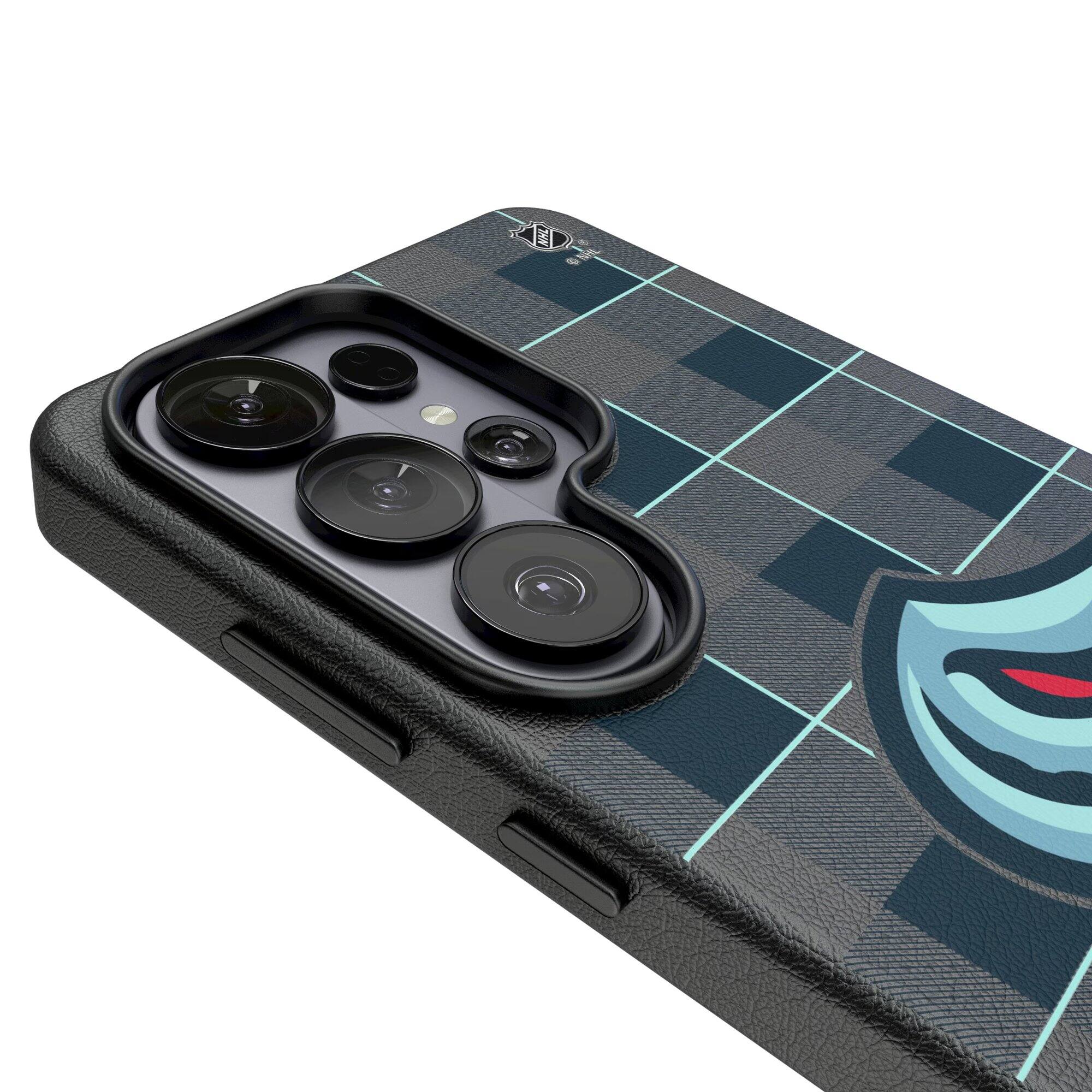 Alt View 2. Keyscaper - Seattle Kraken Plaid Galaxy Magnetic Bump Case - S26 - Black.