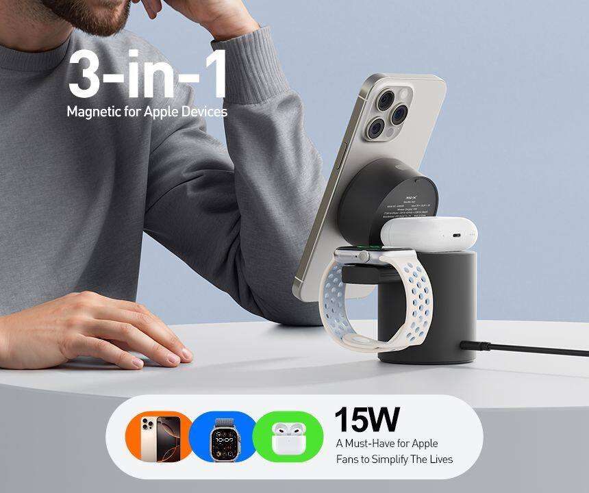 3-in-1 Magnetic for Apple Devices

15W
A Must-Have for Apple Fans to Simplify The Lives