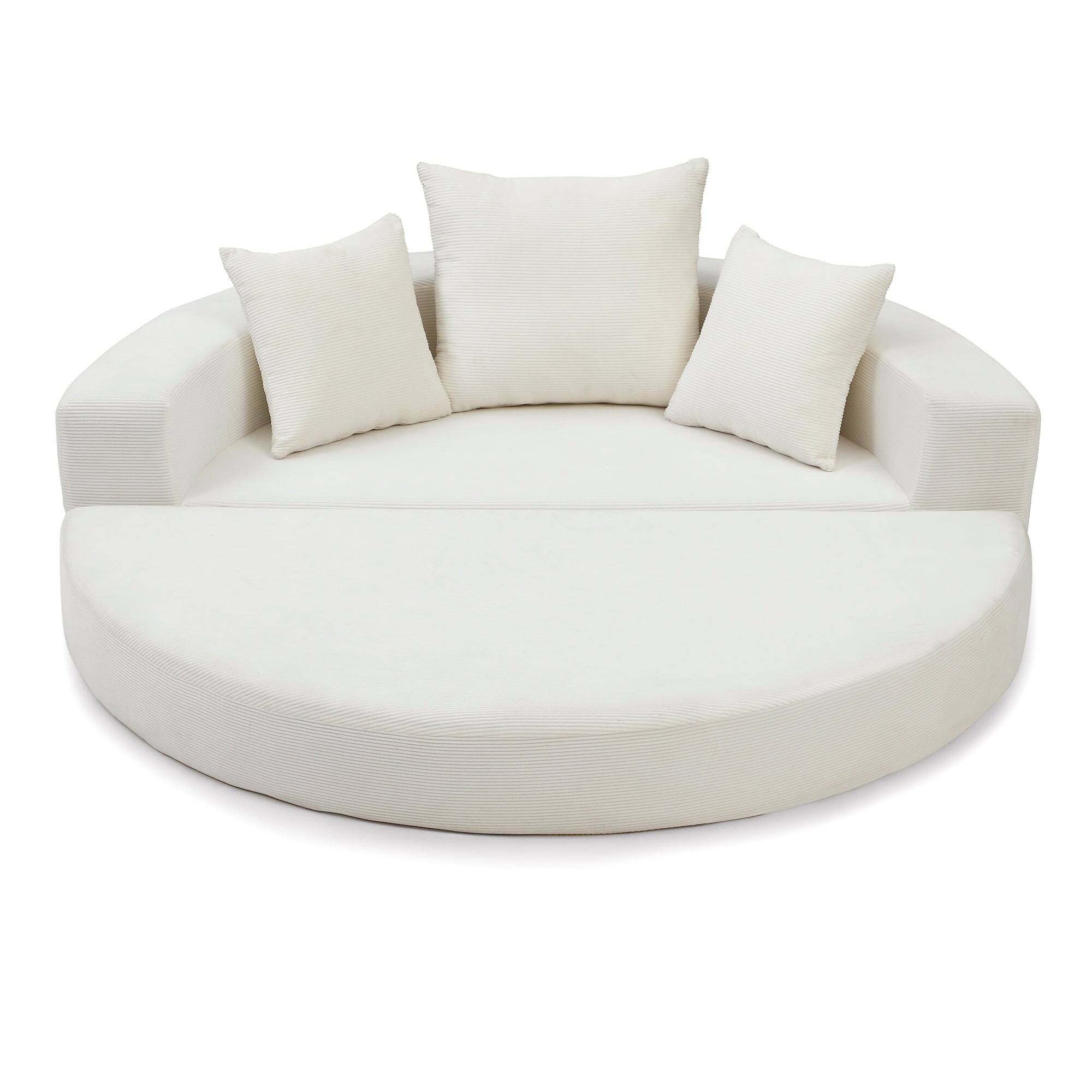 Boyel Living - Convertible Corduroy Sofa Couch Bed Multi Functional Folding Futon Floor Lounge Sofa No Assembly Beige - Beige