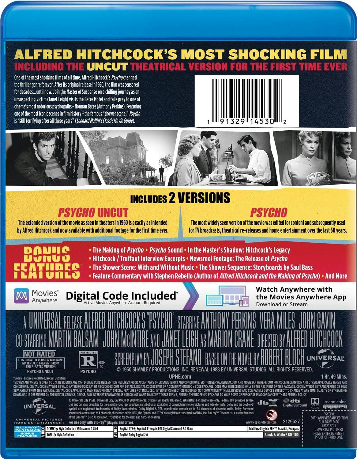 Back. Psycho (60th Anniversary Edition) [Blu-ray].
