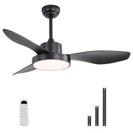 Sofucor - 47 Inch Modern Ceiling Fan with Lights and Remote with Dimmable LED, 6-Speed Quiet Reversible DC Motor Bedroom Farmhouse - Black