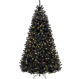 Best Choice Products - 4.5ft Pre-Lit Christmas Tree, Artificial Holiday Decoration w/ 362 Branch Tips, 175 Lights - Black