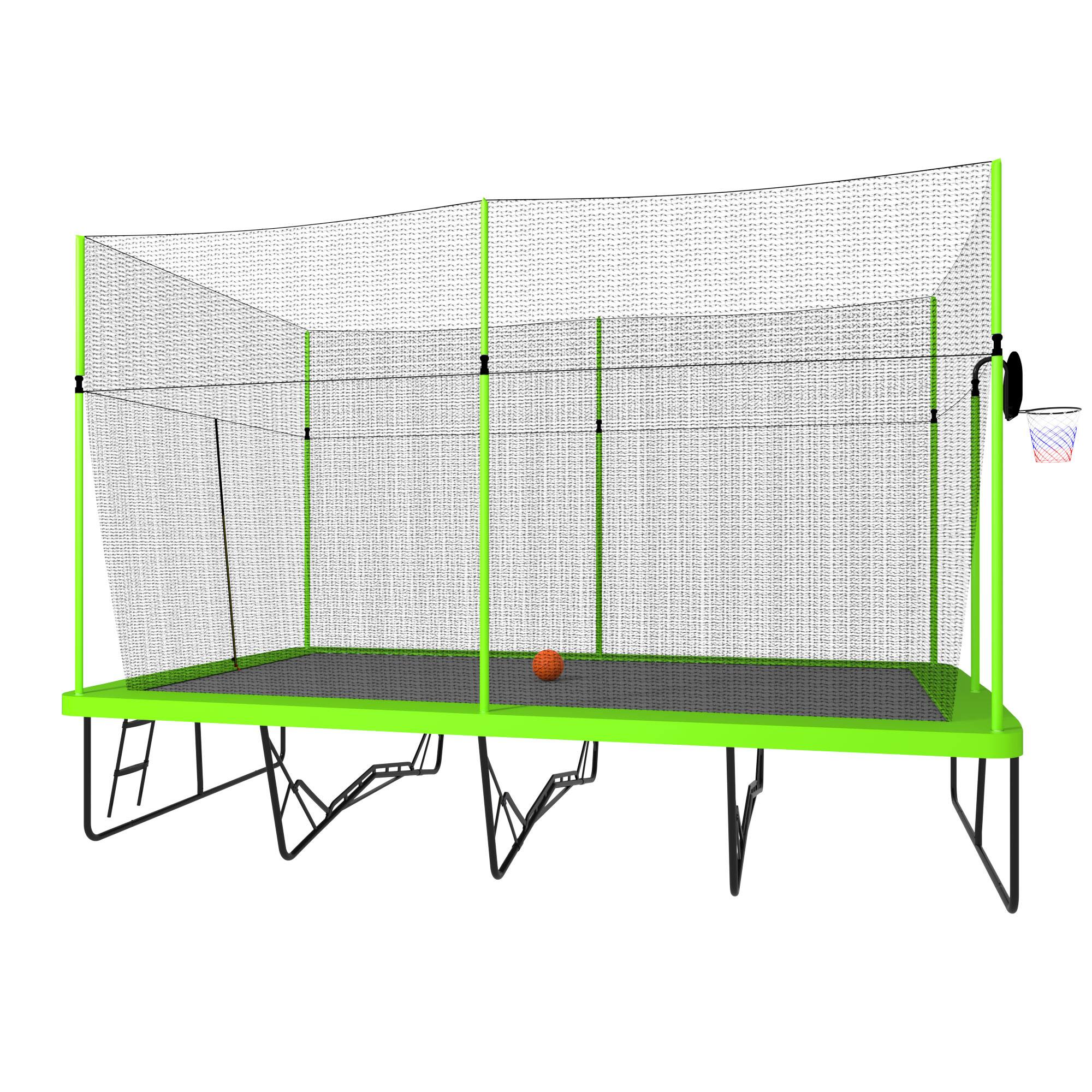 Alt View 4. LOVMOR - Lovmor 10 FT x 17 FT Trampoline with Basketball Hoop and Ladder Recreational Trampoline for Adults.