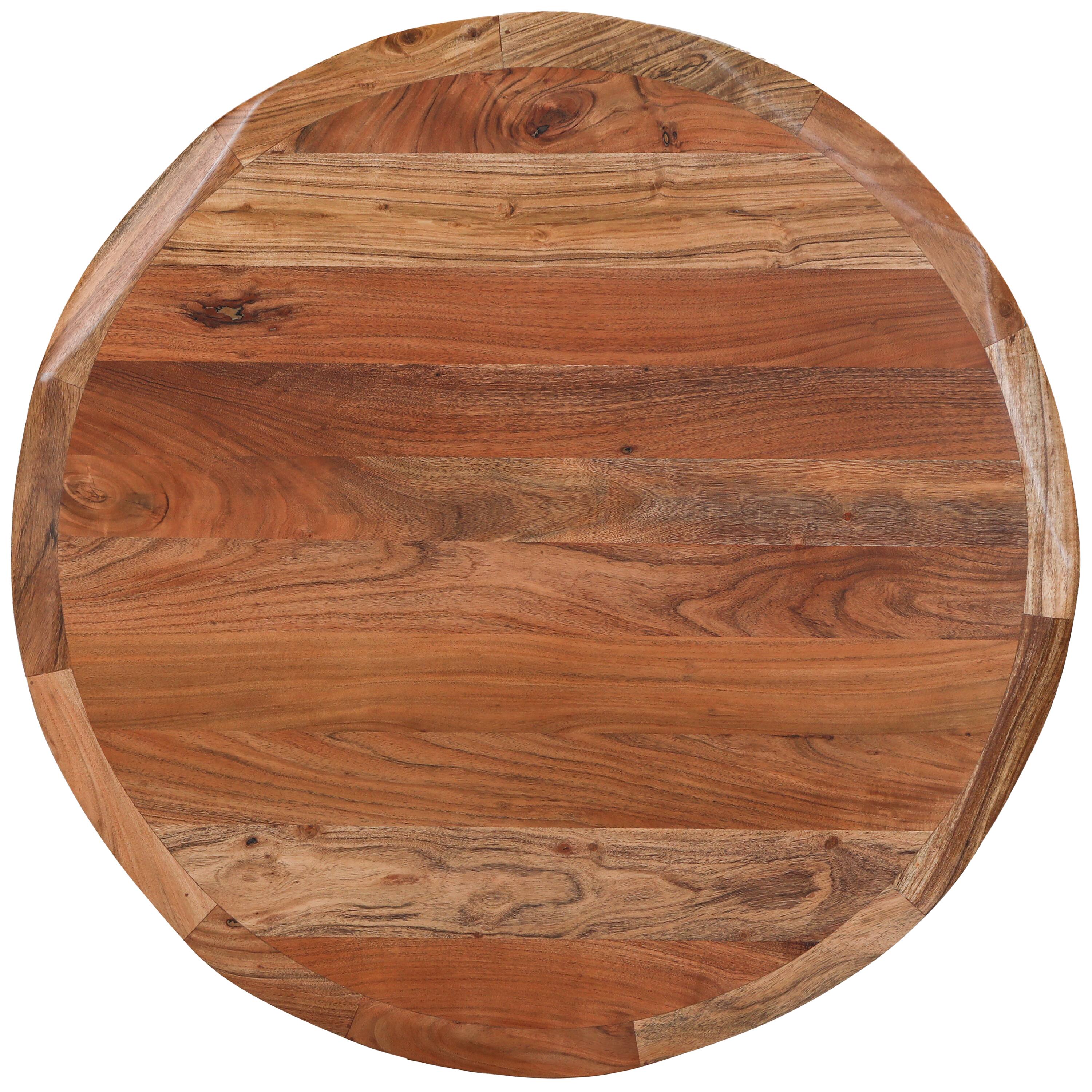 Alt View 1. Manhattan Lane - Kuri 41 Inch Handcrafted Live Edge Round Dining Table with a Natural Brown Acacia Wood Top and Black Iron Legs - Brown, Black.