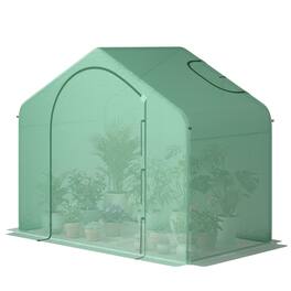 Outsunny - x 3' x 5' Portable Walk-in Greenhouse, PE Cover, Steel Frame Garden Hot House, Zipper Door