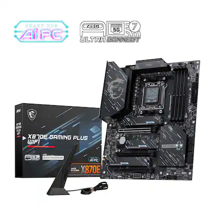 READY FOR 40G 7 APC C 5G ULTRA CONNECT msi Ms - Ras - I mu XBCE GAMING PLUS WIFI i ........... EE TE2 GAMING am - K FO a nhng_t_e niae ..... ... LA LTAIR CUPPOAT AiPC A AMR RYZEN SERIES X870E msi - - - - - - E4