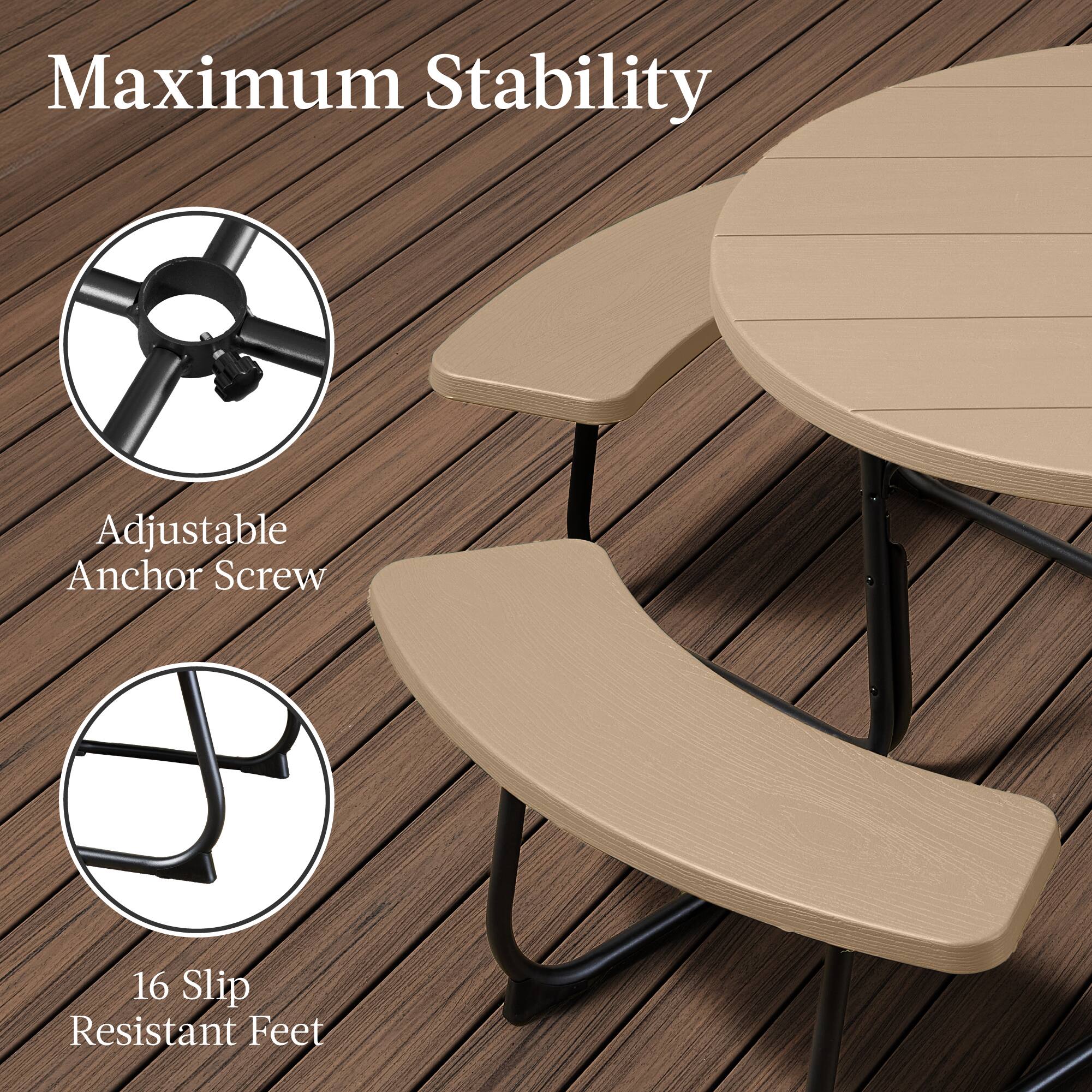 Maximum Stability  
Adjustable Anchor Screw  
16 Slip Resistant Feet