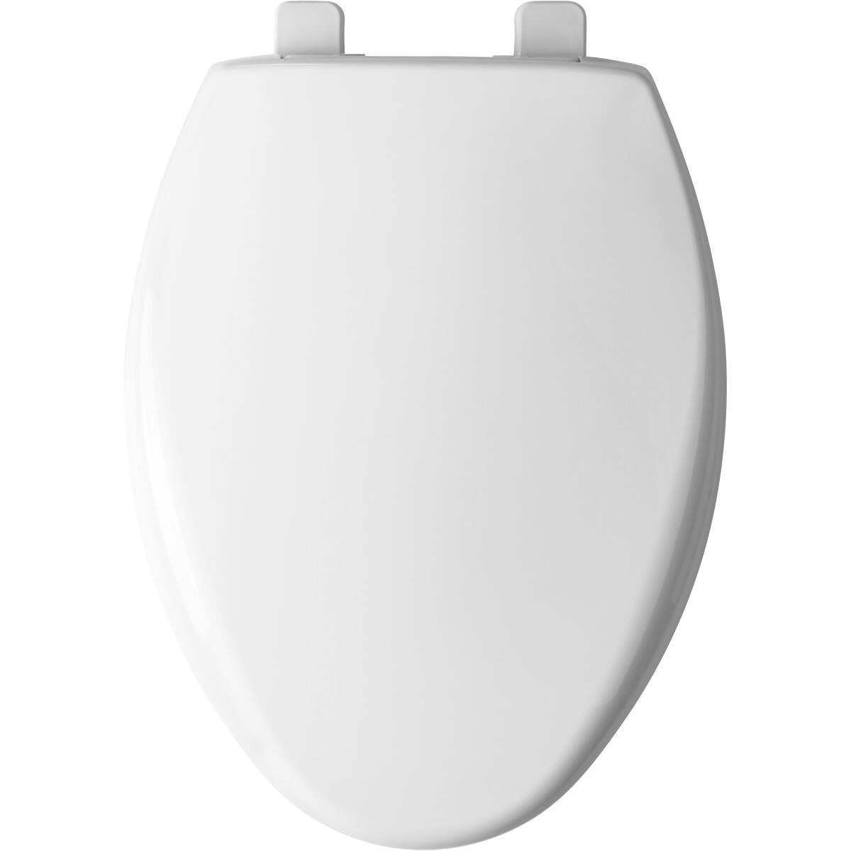 Angle. BEMIS - Bemis Kennan Elongated Plastic Toilet Seat in White Seat Fastening System, WhisperClose Hinge and Super Grip Bumpers - White.