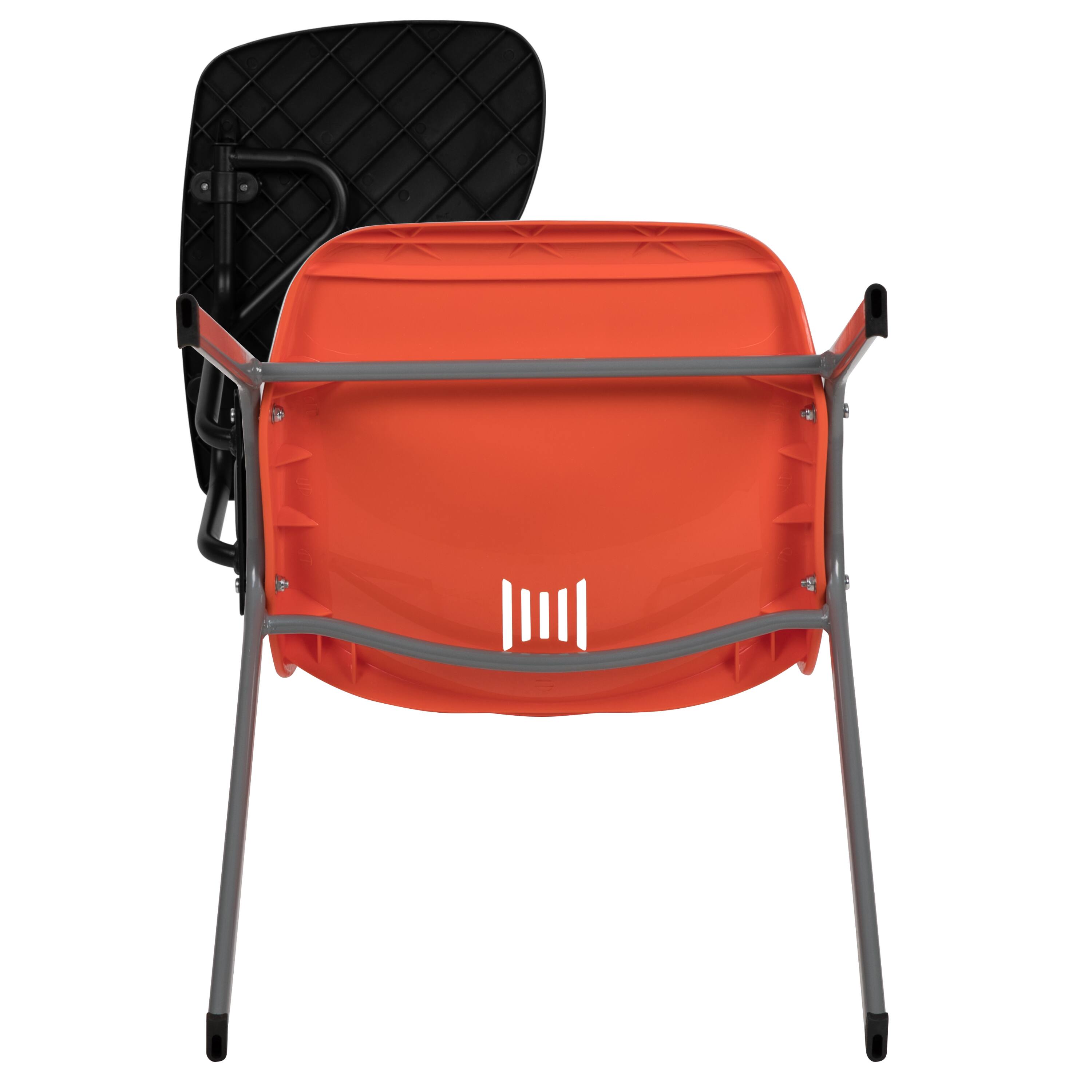 Alt View 9. Emma + Oliver - Ergonomic Shell Chair with Right Handed Flip-Up Tablet - Tablet Arm Desk - Orange.