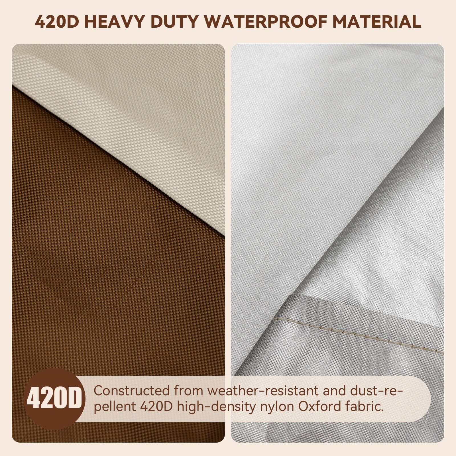 420D HEAVY DUTY WATERPROOF MATERIAL

Constructed from weather-resistant and dust-repellent 420D high-density nylon Oxford fabric.