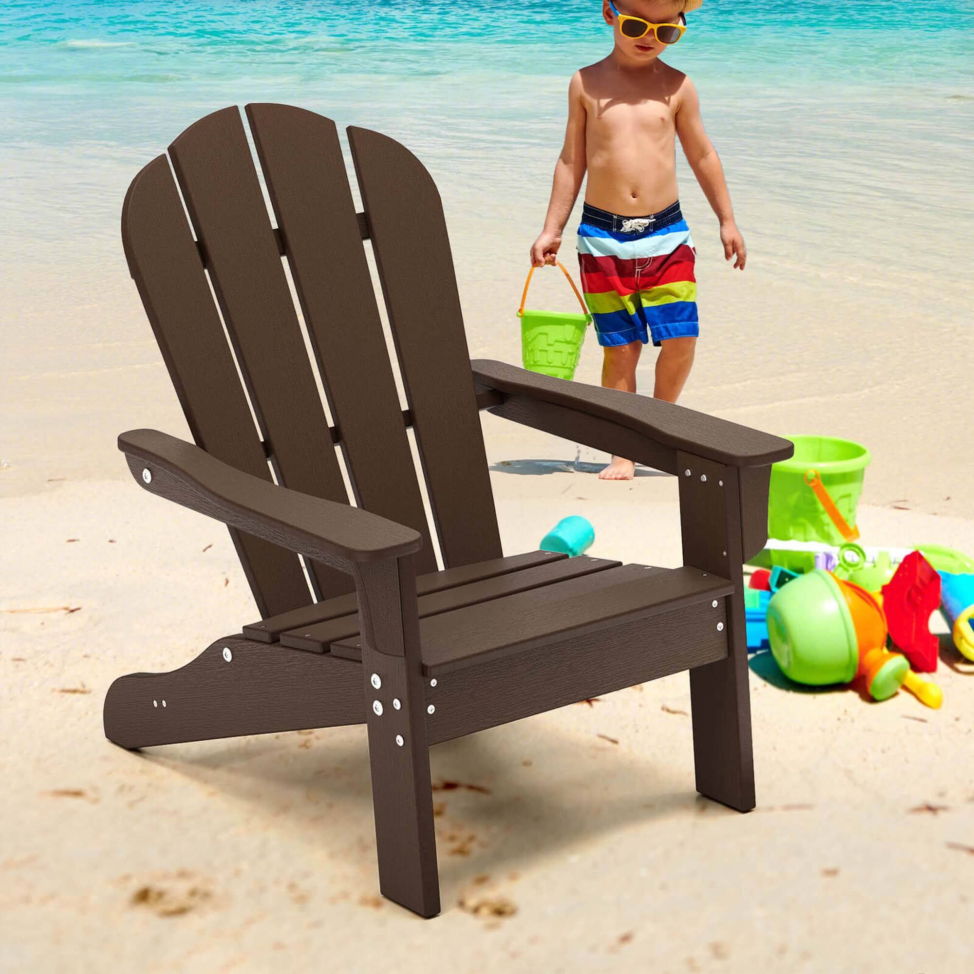 Alt View 1. Costway - Costway Kids Adirondack Chair with High Backrest Armrests Fire Pit Chair for Kids Ages 3-8 - Brown.