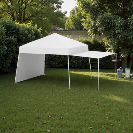 Front. Hivvago - 14 x 9.2 Ft Quick Setup Canopy with Adjustable Sidewalls for Awning Use - White.